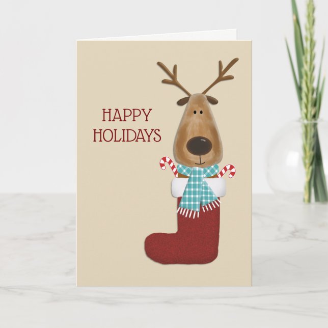 Cartes Pour Fêtes Annuelles Joyeuses fêtes Fun Reindeer Noël Salutation (Devant)
