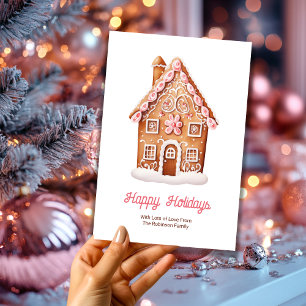 Cartes Pour Fêtes Annuelles Joyeuses fêtes Gingerbread Maison Noël