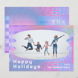 Cartes Pour Fêtes Annuelles Joyeuses fêtes Glitch rose tendance photo Noël