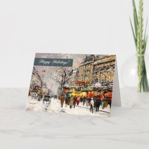 Cartes Pour Fêtes Annuelles Joyeuses fêtes. Hiver Scène parisienne