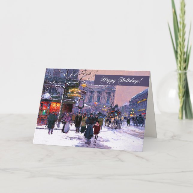 Cartes Pour Fêtes Annuelles Joyeuses fêtes. Hiver Scène parisienne (Devant)
