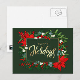 Cartes Pour Fêtes Annuelles Joyeuses fêtes. Holly, Mistletoe et Poinsettia