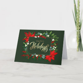 Cartes Pour Fêtes Annuelles Joyeuses fêtes. Holly, Mistletoe et Poinsettia