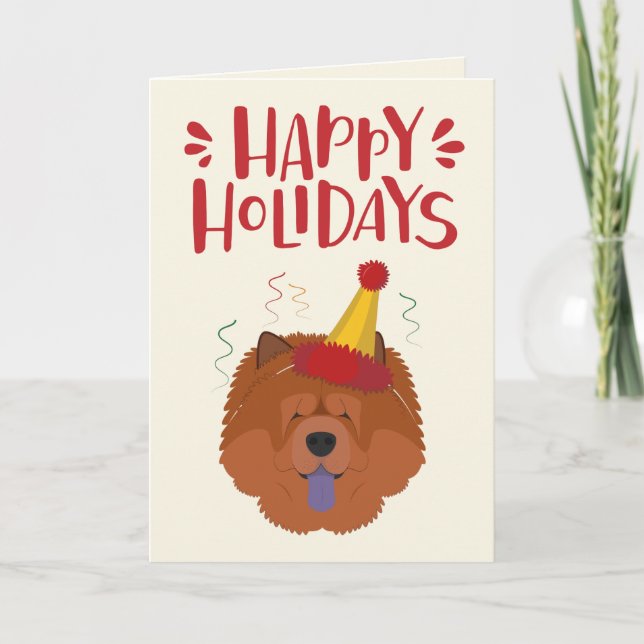 Cartes Pour Fêtes Annuelles Joyeuses fêtes - Joli Chow Chow Noël (Devant)