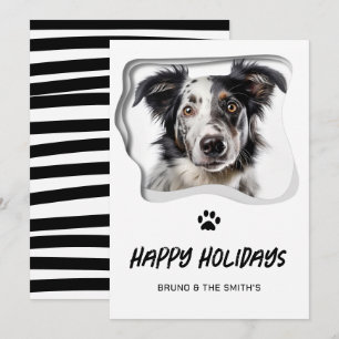 Cartes Pour Fêtes Annuelles Joyeuses fêtes jolies Noir Blanc Chien Noël