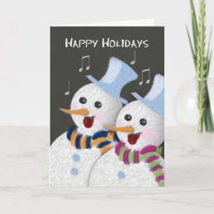 Cartes Pour Fêtes Annuelles Joyeuses Fêtes Jolly chanter Snowmen Couple