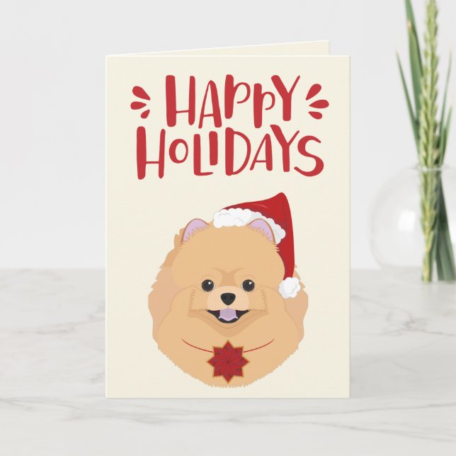 Cartes Pour Fêtes Annuelles Joyeuses fêtes - Jote Père Noël Noël Poméranien (Devant)