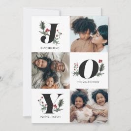 Cartes Pour Fêtes Annuelles Joyeuses fêtes Joy Greenery & Holly Photos de fami