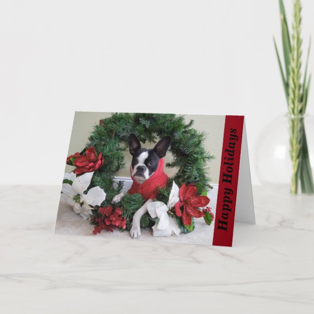 Cartes Pour Fêtes Annuelles Joyeuses fêtes Lola B. Boston Wreath (Devant)
