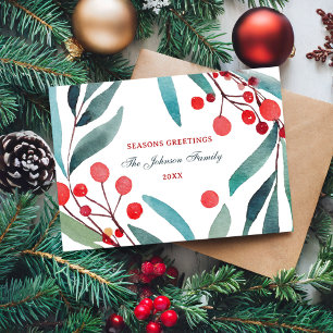 Cartes Pour Fêtes Annuelles Joyeuses Fêtes Moderne Aquarelle Minimale Florale