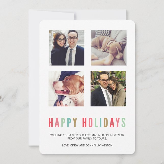 Cartes Pour Fêtes Annuelles Joyeuses fêtes | Moderne et brillant Noël 4 Photo (Devant)