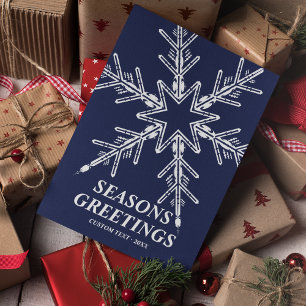 Cartes Pour Fêtes Annuelles Joyeuses Fêtes Moderne Fléau de neige bleu marine