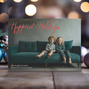Cartes Pour Fêtes Annuelles Joyeuses Fêtes Moderne Pleine Photo Noël Rouge