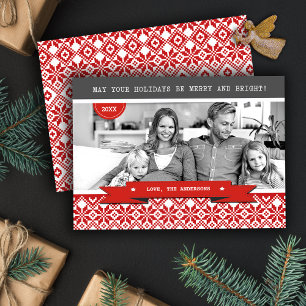 Cartes Pour Fêtes Annuelles Joyeuses fêtes. Motif Nordic Snowflake Photo