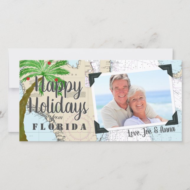 Cartes Pour Fêtes Annuelles Joyeuses Fêtes Naïques Tropicales Floride Fête (Devant)
