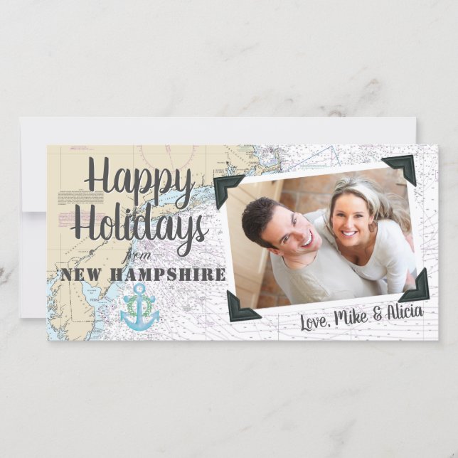 Cartes Pour Fêtes Annuelles Joyeuses Fêtes nautiques du New Hampshire (Devant)
