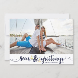 Cartes Pour Fêtes Annuelles Joyeuses Fêtes nautiques   Marine Ancres Gold