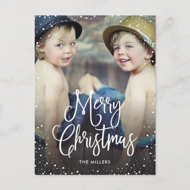 Cartes Pour Fêtes Annuelles Joyeuses fêtes neige photo Noël (Devant)