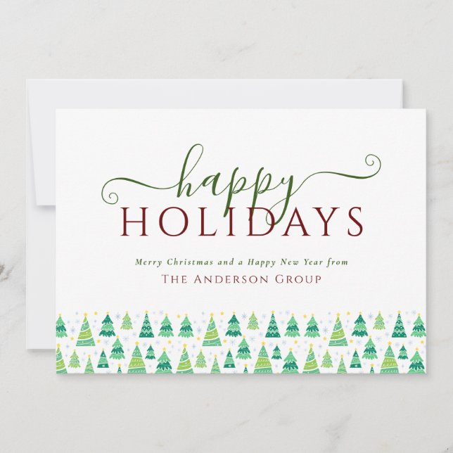 Cartes Pour Fêtes Annuelles Joyeuses fêtes Noël Arbres Entreprise Entreprise (Devant)