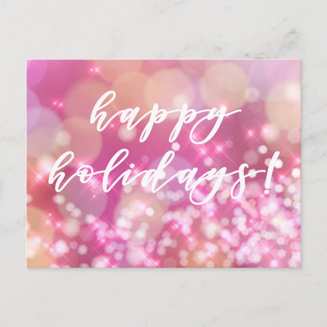 Cartes Pour Fêtes Annuelles Joyeuses fêtes ! Noël des étincelles rose glamour (Devant)