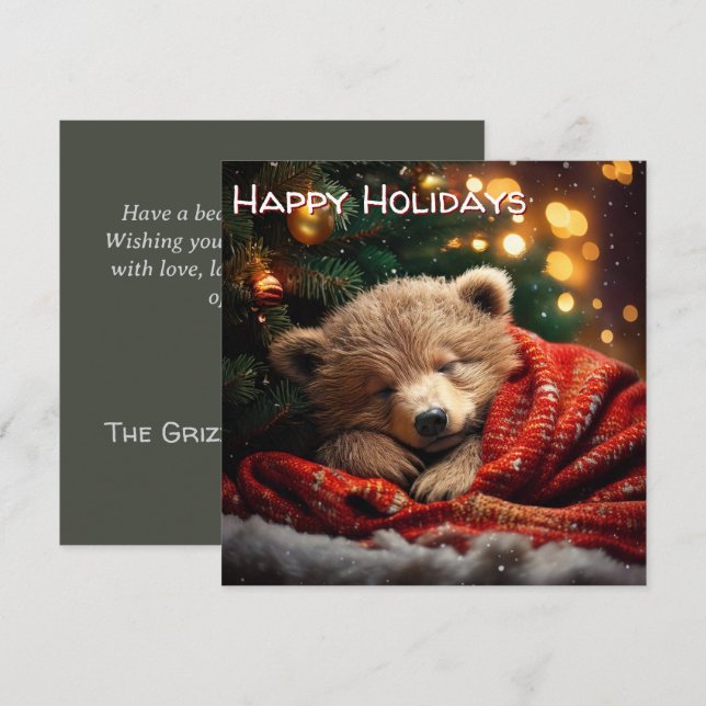 Cartes Pour Fêtes Annuelles Joyeuses fêtes Noël Ours Stwood (Devant / Derrière)