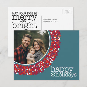 Cartes Pour Fêtes Annuelles Joyeuses fêtes - Noël Photo Berry Wreath