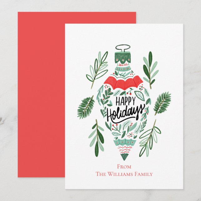 Cartes Pour Fêtes Annuelles Joyeuses fêtes Ornement de Noël (Devant / Derrière)
