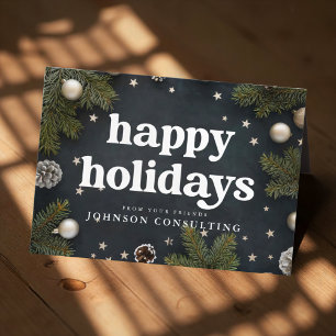 Cartes Pour Fêtes Annuelles Joyeuses Fêtes Ornements de Noël modernes et pin