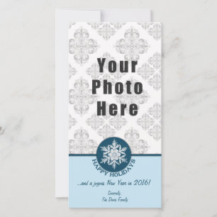 Cartes Pour Fêtes Annuelles Joyeuses fêtes Papier Bleu Flocon de neige 4x8