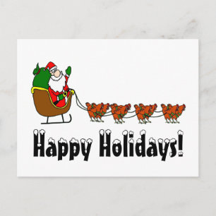 Cartes Pour Fêtes Annuelles Joyeuses fêtes Père Noël et poulets