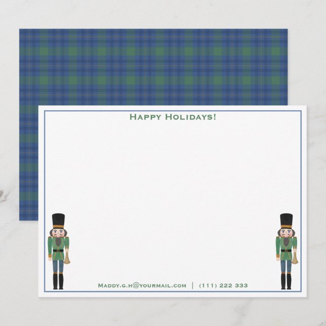 Cartes Pour Fêtes Annuelles Joyeuses fêtes Personnalisé Green Blue Nutcracker (Devant / Derrière)