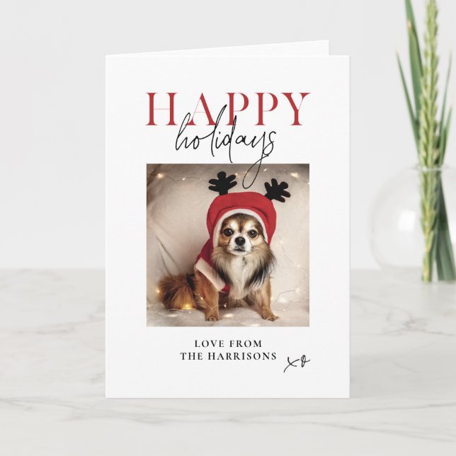 Cartes Pour Fêtes Annuelles Joyeuses fêtes personnalisées famille photo chien (Devant)