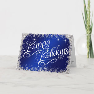 Cartes Pour Fêtes Annuelles Joyeuses Fêtes PERSONNALISÉES Magnifique Bleu Roy