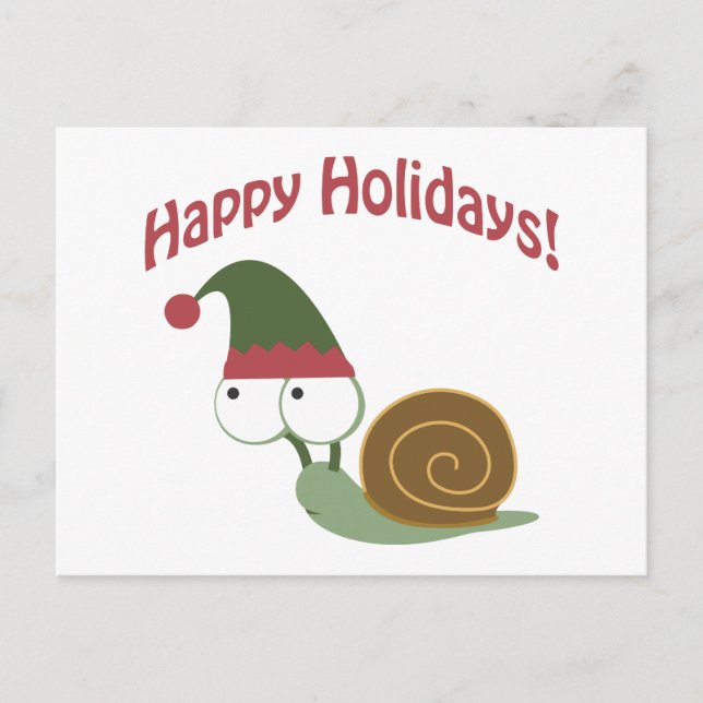 Cartes Pour Fêtes Annuelles Joyeuses fêtes Petit escargot elfe de Noël (Devant)