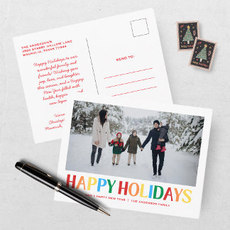Cartes Pour Fêtes Annuelles Joyeuses Fêtes Photo de Famille Colorée
