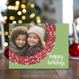 Cartes Pour Fêtes Annuelles Joyeuses fêtes - Photo de Noël Green red berry