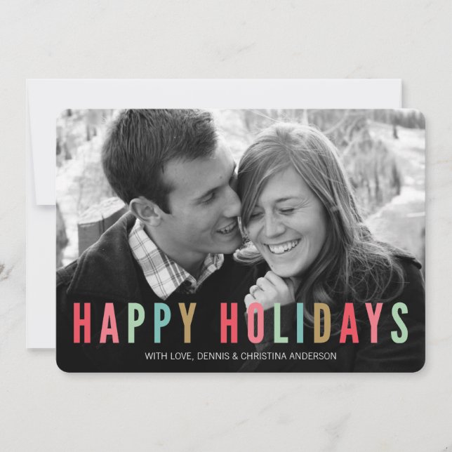 Cartes Pour Fêtes Annuelles Joyeuses fêtes | Photo de Noël moderne et brillant (Devant)