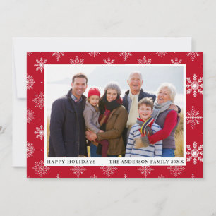 Cartes Pour Fêtes Annuelles Joyeuses fêtes Photo Snowflakes Rouge