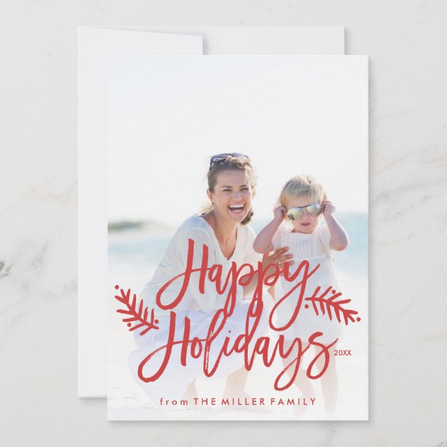 Cartes Pour Fêtes Annuelles Joyeuses Fêtes Pleine Photo Chic Main Lettrée (Devant)