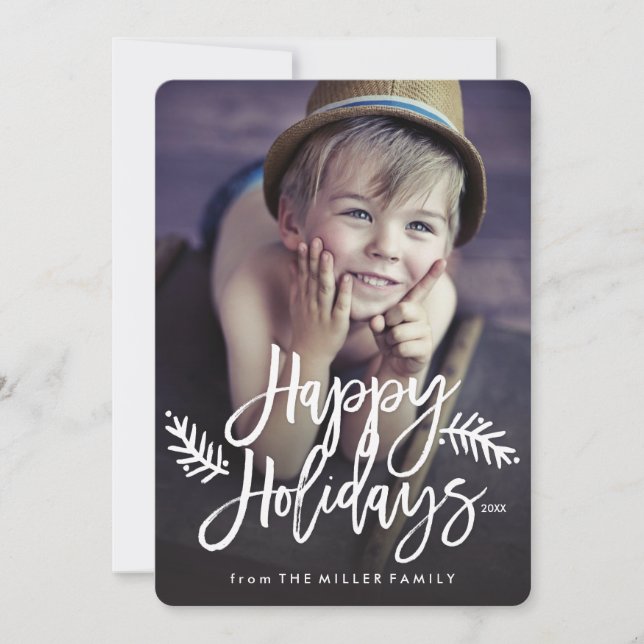 Cartes Pour Fêtes Annuelles Joyeuses Fêtes Pleine Photo Chic Main Lettrée (Devant)