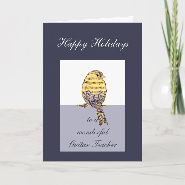 Cartes Pour Fêtes Annuelles Joyeuses Fêtes Prof de Guitare Note de Musique Ois (Devant)