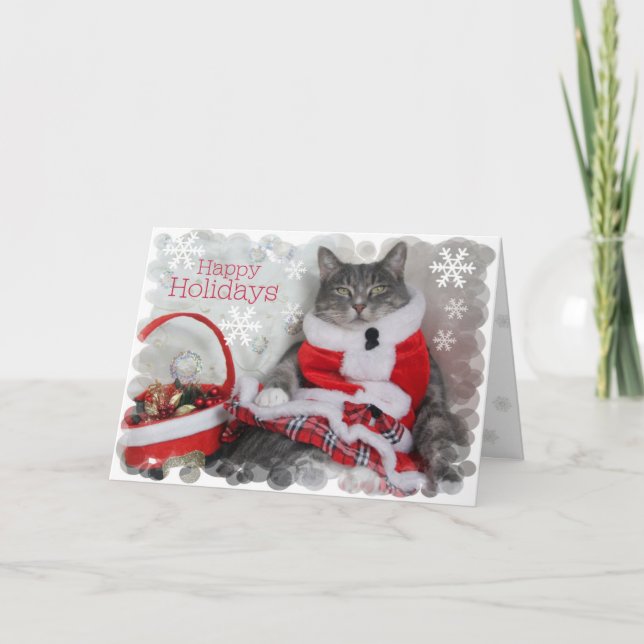 Cartes Pour Fêtes Annuelles Joyeuses fêtes ! purr... de jolie chatte. (Devant)