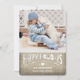 Cartes Pour Fêtes Annuelles Joyeuses fêtes Rustic Burlap Photo Greeting