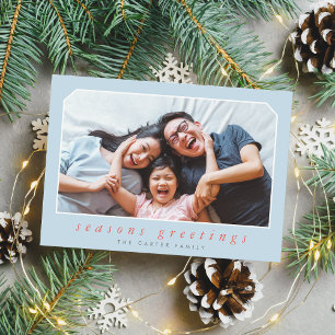 Cartes Pour Fêtes Annuelles JOYEUSES FÊTES simple italique encadré bleu