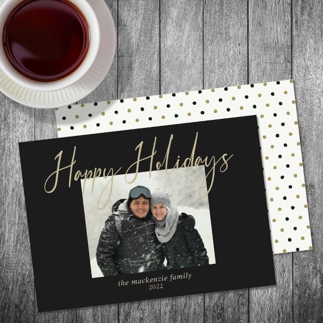 Cartes Pour Fêtes Annuelles Joyeuses Fêtes Simple Photo Sauge Noir (Créateur téléchargé)
