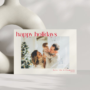 Cartes Pour Fêtes Annuelles Joyeuses Fêtes Simples Rouge Moderne Personnalisé