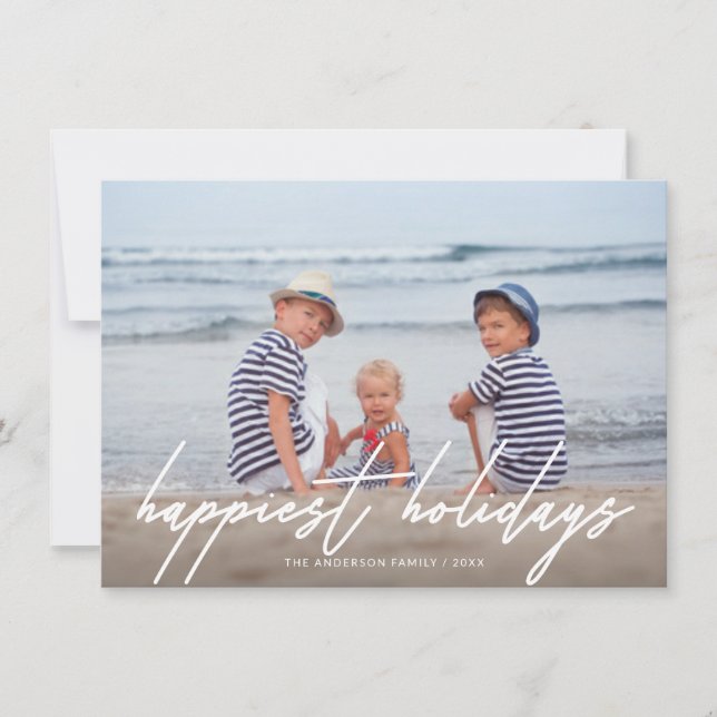 Cartes Pour Fêtes Annuelles Joyeuses fêtes tendance manuscrit script photo (Devant)