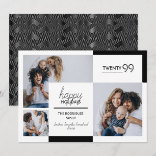 Cartes Pour Fêtes Annuelles Joyeuses Fêtes Trois Photos Noir