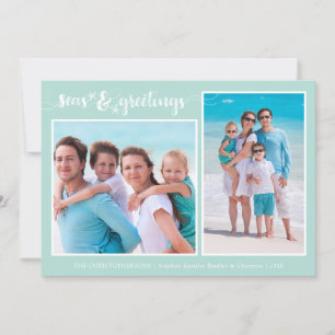 Cartes Pour Fêtes Annuelles Joyeuses Fêtes Tropical Starfish   Deux photos
