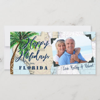 Cartes Pour Fêtes Annuelles Joyeuses Fêtes Tropicales de Florida Nautical